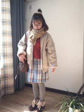 「BEAMS WOMEN（ビームス　ウィメン）のアイテム」を使った、么么酱～さん（レディース・158cm）の冬コーディネート