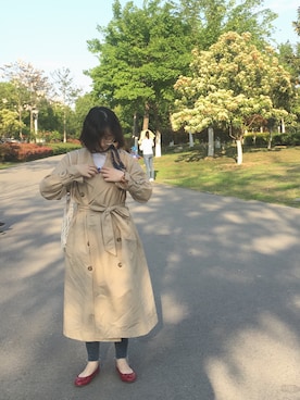 「casselini」｜「アイテム（トレンチコート）」を使った、么么酱～さん（レディース・158cm）の春コーディネート