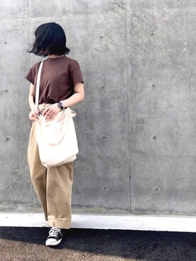 「OZOC（オゾック）のアイテム（チノパンツ）」を使った、yukaさん（レディース・160cm）の夏コーディネート