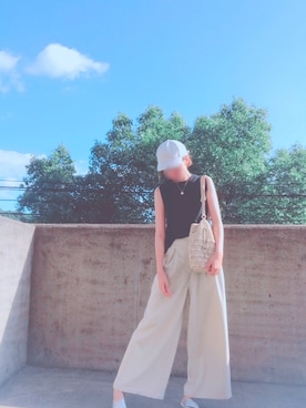 「RAY CASSIN（レイカズン）のアイテム（キャップ）」を使った、ゆんさん（レディース・167cm）の夏コーディネート