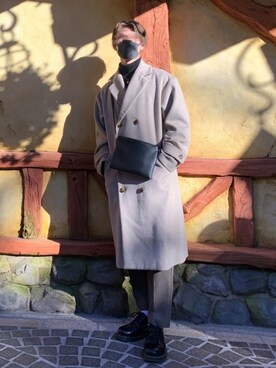 「epnok（エプノック）のアイテム（チェスターコート）」を使った、kook1さん（メンズ・174cm）の冬コーディネート
