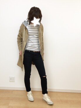 「LUCA/LADY LUCK LUCA（ルカ/レディラックルカ）のアイテム（モッズコート）」を使った、ha..さん（レディース・160cm）の春コーディネート