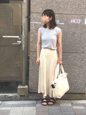 「BLISS POINT（ブリスポイント）のアイテム（Tシャツ/カットソー）」を使った、huco_56さん（レディース・157cm）の夏コーディネート