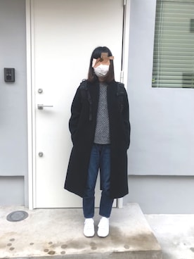 「united arrows」｜「アイテム（チェスターコート）」を使った、huco_56さん（レディース・157cm）の冬コーディネート