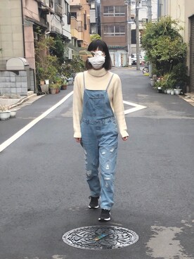 「IENA」｜「アイテム（オールインワン・サロペット）」を使った、huco_56さん（レディース・157cm）の春コーディネート