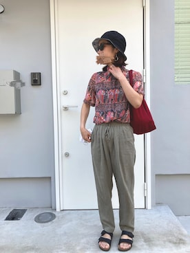 「I.D.E.A international（イデアインターナショナル）のアイテム（帽子）」を使った、huco_56さん（レディース・157cm）の夏コーディネート
