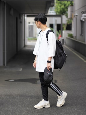 「Lui's（ルイス）のアイテム（トップス）」を使った、心さん（メンズ・165cm）の夏コーディネート