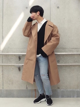 「501(R) Skinny（ゴーマルイチスキニー）の501(R) Skinny スキニージーンズ ミディアムインディゴブルー HILLMAN/14.75oz（デニムパンツ）」を使った、心さん（メンズ・164cm）の冬コーディネート