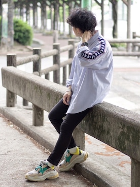 「LAD MUSICIAN（ラッドミュージシャン）のアイテム（チノパンツ）」を使った、心さん（メンズ・164cm）の夏コーディネート