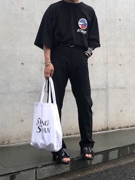 「Gosha Rubchinskiy（ゴーシャラブチンスキー）のアイテム（トップス）」を使った、心さん（メンズ・165cm）の夏コーディネート