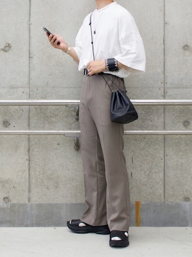 「STUDIOUS（ステュディオス）のアイテム（パンツ）」を使った、心さん（メンズ・165cm）の夏コーディネート
