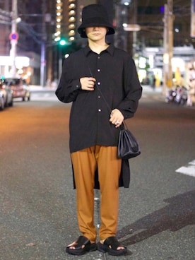 「LAD MUSICIAN（ラッドミュージシャン）のアイテム（サンダル）」を使った、心さん（メンズ・165cm）の秋コーディネート