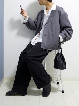 「doublet（ダブレット）のアイテム（テーラードジャケット）」を使った、心さん（メンズ・164cm）の秋コーディネート
