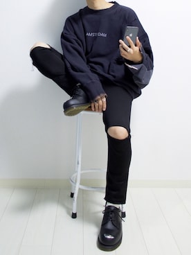 「stein（シュタイン）のアイテム（スウェット）」を使った、心さん（メンズ・164cm）の秋コーディネート
