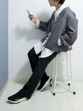 「doublet（ダブレット）のアイテム（テーラードジャケット）」を使った、心さん（メンズ・164cm）の秋コーディネート