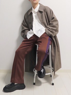 「GU（ジーユー）のアイテム（ステンカラーコート）」を使った、心さん（メンズ・164cm）の秋コーディネート