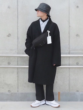 「LAD MUSICIAN（ラッドミュージシャン）のアイテム（チェスターコート）」を使った、心さん（メンズ・164cm）の冬コーディネート