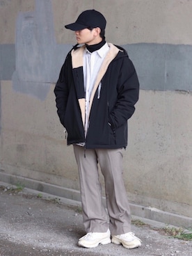 「STUDIOUS（ステュディオス）のアイテム（パンツ）」を使った、心さん（メンズ・164cm）の冬コーディネート