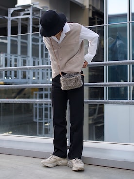 「MONKEY TIME（モンキータイム）のアイテム（バッグ）」を使った、心さん（メンズ・164cm）の春コーディネート