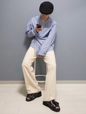 「KANGOL（カンゴール）のアイテム（ハンチング/ベレー帽）」を使った、心さん（メンズ・164cm）の春コーディネート