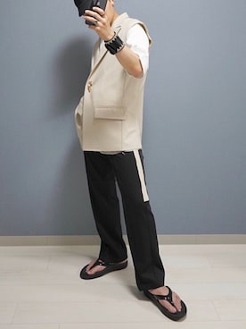 「ベスト×Tシャツ」｜「アイテム（その他）」を使った、心さん（メンズ・164cm）の夏コーディネート