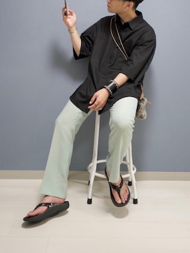 「MONKEY TIME（モンキータイム）のアイテム（バッグ）」を使った、心さん（メンズ・164cm）の夏コーディネート