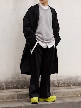 「LAD MUSICIAN（ラッドミュージシャン）のアイテム（チェスターコート）」を使った、心さん（メンズ・164cm）の秋コーディネート