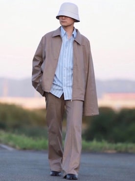 「MAISON SPECIAL（メゾンスペシャル）のアイテム（帽子）」を使った、心さん（メンズ・164cm）の秋コーディネート