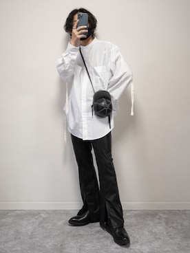 「JW Anderson（ジェイダブリューアンダーソン）のアイテム（バッグ）」を使った、心さん（メンズ・164cm）の春コーディネート