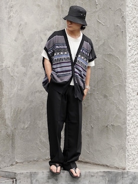 「LAD MUSICIAN（ラッドミュージシャン）のアイテム（トップス）」を使った、心さん（メンズ・164cm）の夏コーディネート