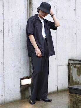 心さんの「Wide straight slacks(BLACK)」を使ったコーディネート