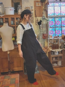 「アラフォーコーデ」｜「アイテム（オールインワン・サロペット）」を使った、しのさん（レディース・154cm）の秋コーディネート