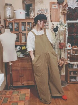 「アラフォーコーデ」｜「アイテム（オールインワン・サロペット）」を使った、しのさん（レディース・154cm）の秋コーディネート