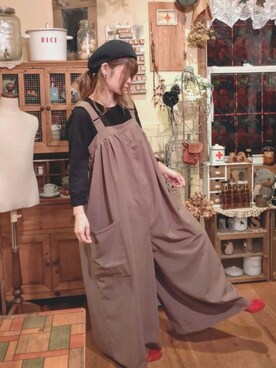 「アラフォーコーデ」｜「アイテム（オールインワン・サロペット）」を使った、しのさん（レディース・154cm）の秋コーディネート
