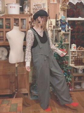 「アラフォーコーデ」｜「アイテム（オールインワン・サロペット）」を使った、しのさん（レディース・154cm）の冬コーディネート