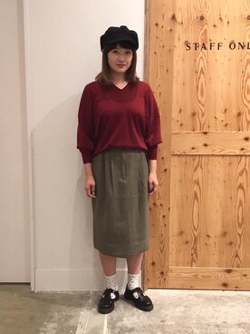 「coen（コーエン）のアイテム（キャスケット）」を使った、coen 徳永さん（レディース・165cm）の秋コーディネート