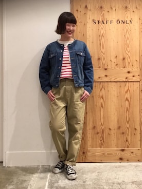 「coenスタッフスタイリング」｜「アイテム（デニムジャケット）」を使った、coen 徳永さん（レディース・165cm）の冬コーディネート