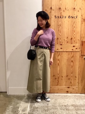 「coenスタッフスタイリング」｜「アイテム（ハンチング/ベレー帽）」を使った、coen 徳永さん（レディース・164cm）の秋コーディネート