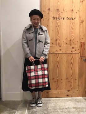 「coenスタッフスタイリング」｜「アイテム（ダッフルコート）」を使った、coen 徳永さん（レディース・164cm）の秋コーディネート