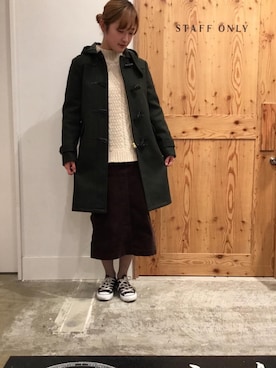 「coenスタッフスタイリング」｜「アイテム（ダッフルコート）」を使った、coen 徳永さん（レディース・164cm）の冬コーディネート