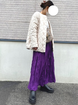 「ワッシャースカート」｜「アイテム（ジャケット/アウター）」を使った、qpbdqpbdさん（レディース・165cm）の春コーディネート