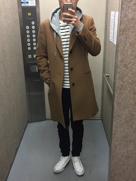 「BEAUTY&YOUTH UNITED ARROWS」｜「アイテム（チェスターコート）」を使った、ラララさん（メンズ・170cm）の春コーディネート