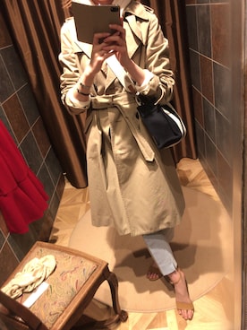 「DRESSTERIOR（ドレステリア）のアイテム（トレンチコート）」を使った、reiさん（レディース・168cm）の春コーディネート