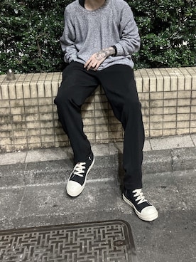 「RICK OWENS」｜「アイテム（レッグウェア）」を使った、nao_kashさん（メンズ・168cm）の冬コーディネート