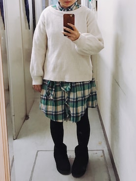 「アイテム（シャツワンピース）」を使った、RiJyuさん（レディース・150cm・20代）の冬コーディネート