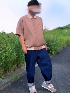 「半袖シャツ」｜「アイテム（ブルゾン）」を使った、 GENさん（メンズ・163cm）の夏コーディネート