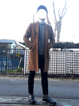 「STUDIOUS（ステュディオス）のアイテム（スニーカー）」を使った、ざっきーさん（メンズ・170cm）の冬コーディネート
