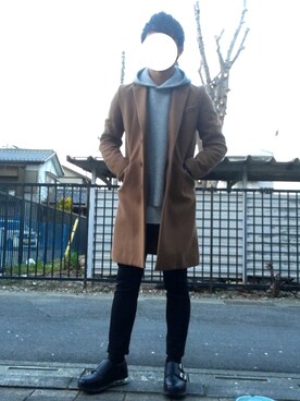 「STUDIOUS（ステュディオス）のアイテム（スニーカー）」を使った、ざっきーさん（メンズ・170cm）の冬コーディネート