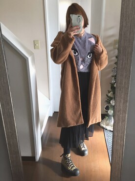 「ネコ」｜「アイテム（ステンカラーコート）」を使った、guruguruさん（レディース・161cm）の秋コーディネート