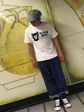 「HUMAN MADE（ヒューマンメード）のアイテム（その他）」を使った、Tomo Horsanさん（メンズ・174cm）の夏コーディネート